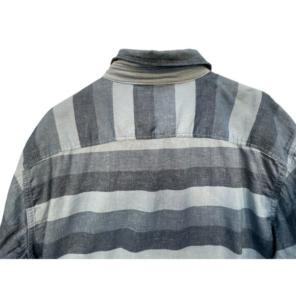 Bob Timberlake Mens  Striped Linen Blend Long Sleeve Polo Shirt XL Blue & Gray - Picture 8 of 11